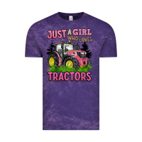 Cloud Purple just a girl who loves tractors Vintage Tee - BarkalooDesign