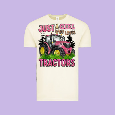 Just A Girl Who Loves Tractors Vintage Tee Designed By Barkaloodesign