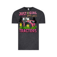 Vintage Black just a girl who loves tractors Vintage Tee - BarkalooDesign