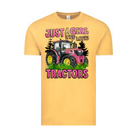 Vintage Mustard just a girl who loves tractors Vintage Tee - BarkalooDesign