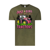 Vintage Olive just a girl who loves tractors Vintage Tee - BarkalooDesign