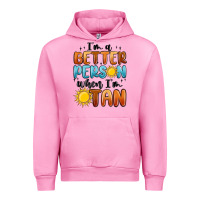 Fuchsia Pink i'm better person when i'm tan Urban Hoodie - MaliasSmallBusiness