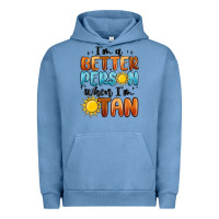 Pigment Pebble Blue i'm better person when i'm tan Urban Hoodie - MaliasSmallBusiness