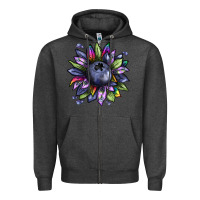 Charcoal Heather blueberry sunflower Zipper Hoodie - texasbilliewilder