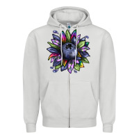 Dove Grey blueberry sunflower Zipper Hoodie - texasbilliewilder