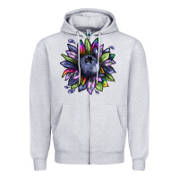 Heather Grey blueberry sunflower Zipper Hoodie - texasbilliewilder