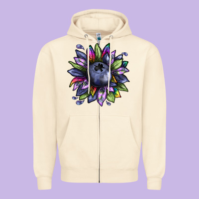 Blueberry Sunflower Zipper Hoodie Designed By Texasbilliewilder