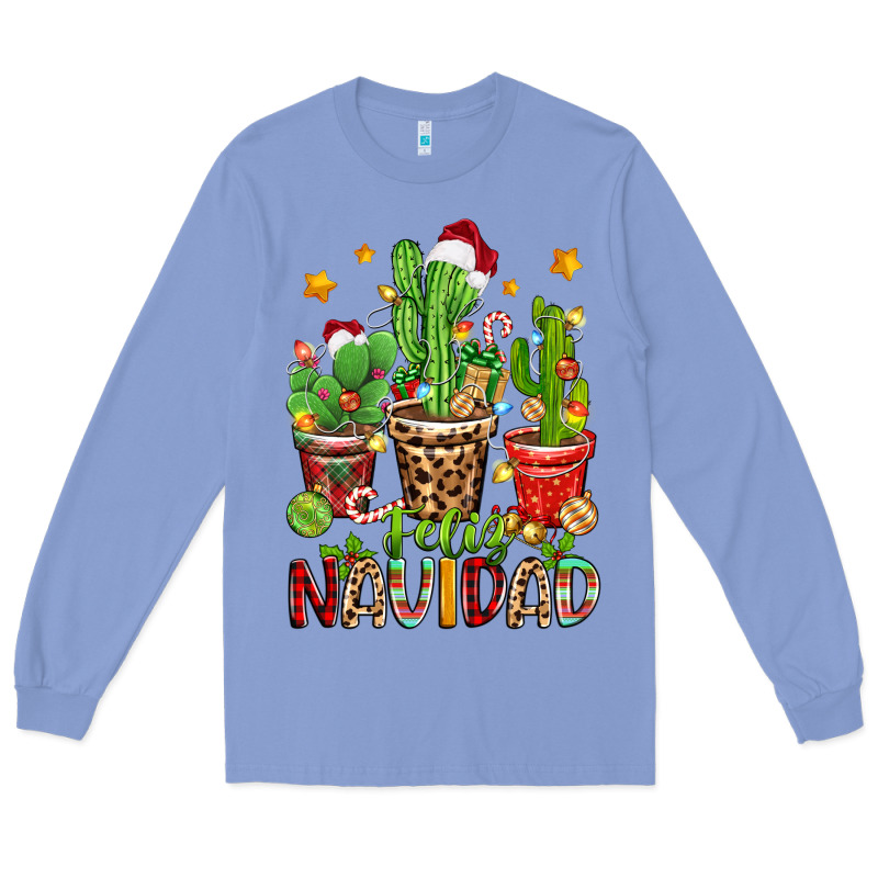 Christmas Cactus Feliz Navidad Long Sleeve Tee by Zillion Design Studio | Teevron