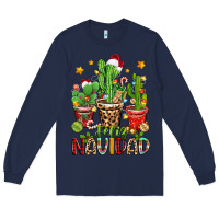 Navy christmas cactus feliz navidad Long Sleeve Tee - Zillion Design Studio