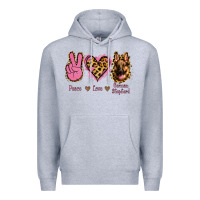 Heather Grey Peace Love German Shepherd Premium Hoodie - Jasminsmagicworld