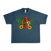 Midnight Navy western horse cowboy hat cactus sunflowers Urban Heavy Tee - Artiststas