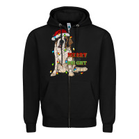 Black merry and bright saint bernard Zipper Hoodie - RanaPortraitStore