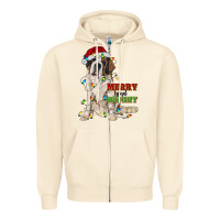 Sandshell merry and bright saint bernard Zipper Hoodie - RanaPortraitStore