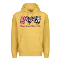 Antique Gold Peace Love French Bulldog Premium Hoodie - Jasminsmagicworld