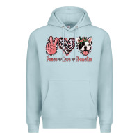 Blue Mist Peace Love French Bulldog Premium Hoodie - Jasminsmagicworld
