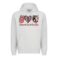 Dove Grey Peace Love French Bulldog Premium Hoodie - Jasminsmagicworld