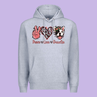 Peace Love French Bulldog Premium Hoodie Designed By Jasminsmagicworld