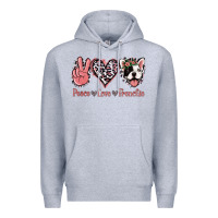 Heather Grey Peace Love French Bulldog Premium Hoodie - Jasminsmagicworld