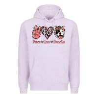 Lilac Peace Love French Bulldog Premium Hoodie - Jasminsmagicworld