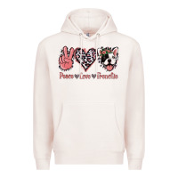 Pale Pink Peace Love French Bulldog Premium Hoodie - Jasminsmagicworld