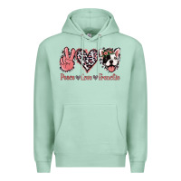 Seafoam Peace Love French Bulldog Premium Hoodie - Jasminsmagicworld
