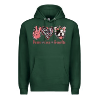 Sports Green Peace Love French Bulldog Premium Hoodie - Jasminsmagicworld
