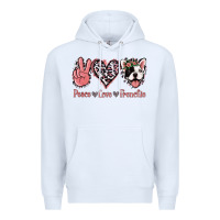 White Peace Love French Bulldog Premium Hoodie - Jasminsmagicworld