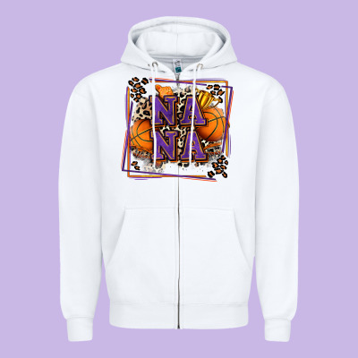 Basketball Nana With Leopard Zipper Hoodie Designed By Zillion Design Studio