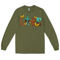 Army Green love with cross Long Sleeve Tee - texasbilliewilder