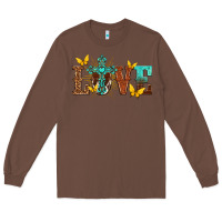 Chestnut love with cross Long Sleeve Tee - texasbilliewilder