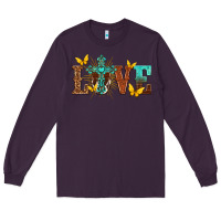Plum love with cross Long Sleeve Tee - texasbilliewilder