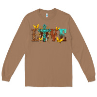 Toasted Coconut love with cross Long Sleeve Tee - texasbilliewilder
