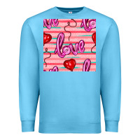 Ocean Blue valentines day heart and love balloons seamless pattern Premium Sweatshirt - BundleAndBundleShop