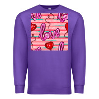 Purple valentines day heart and love balloons seamless pattern Premium Sweatshirt - BundleAndBundleShop