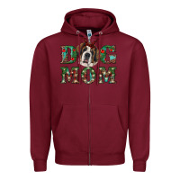 Burgundy christmas st. bernard dog mom Zipper Hoodie - RanaPortraitStore