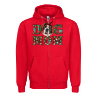 Red christmas st. bernard dog mom Zipper Hoodie - RanaPortraitStore