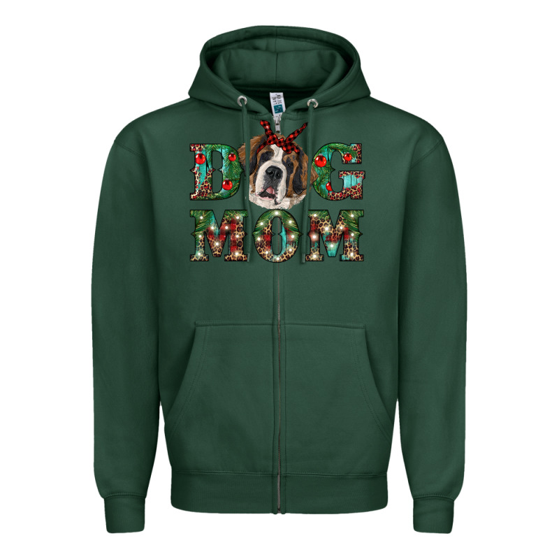 Christmas St. Bernard Dog Mom Zipper Hoodie by RanaPortraitStore | Teevron