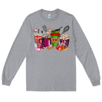 Heather Grey lunch lady coffee cups Long Sleeve Tee - texasbilliewilder