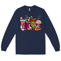 Navy lunch lady coffee cups Long Sleeve Tee - texasbilliewilder