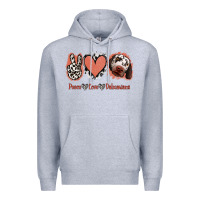 Heather Grey Peace Love Dalmatians Premium Hoodie - Jasminsmagicworld