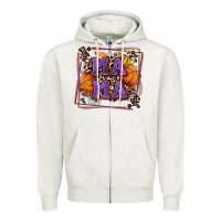 Oatmeal Heather basketball mama with leopard Zipper Hoodie - Zillion Design Studio
