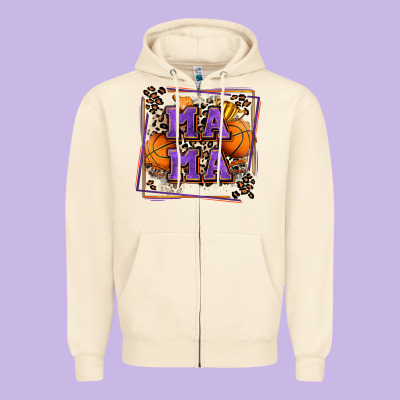 Basketball Mama With Leopard Zipper Hoodie Designed By Zillion Design Studio