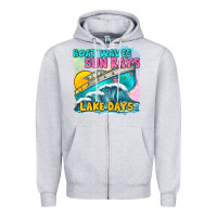 Heather Grey boat waves sun rays lake days Zipper Hoodie - texasbilliewilder
