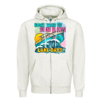 Oatmeal Heather boat waves sun rays lake days Zipper Hoodie - texasbilliewilder