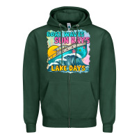 Sports Green boat waves sun rays lake days Zipper Hoodie - texasbilliewilder