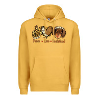 Mustard Peace Love Dachshund Premium Hoodie - Jasminsmagicworld