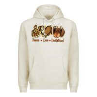 Oatmeal Heather Peace Love Dachshund Premium Hoodie - Jasminsmagicworld