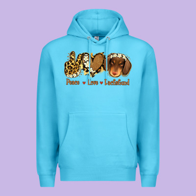 Peace Love Dachshund Premium Hoodie Designed By Jasminsmagicworld