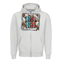 Dove Grey baseball nana with leopard Zipper Hoodie - Zillion Design Studio