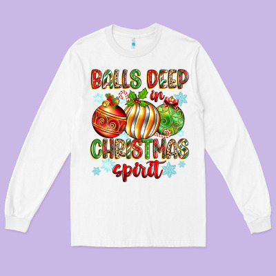 Balls Deep In Christmas Spirit Long Sleeve Tee Designed By Zillion Design Studio